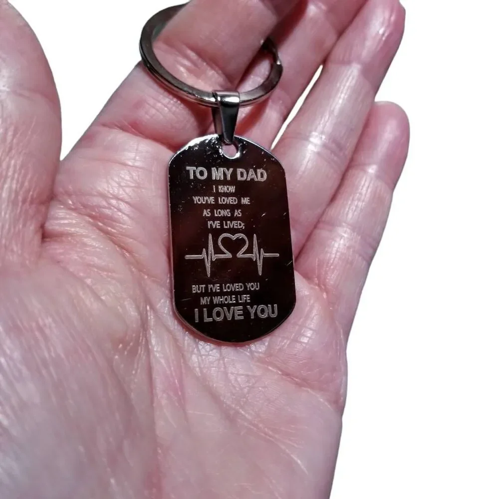 Stainless Steel Dad Gift Keychain